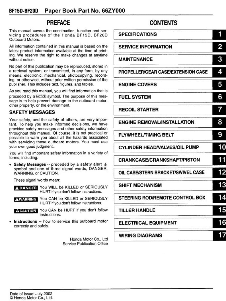 Honda BF15D BF20D Service Manual service manual preview page 2