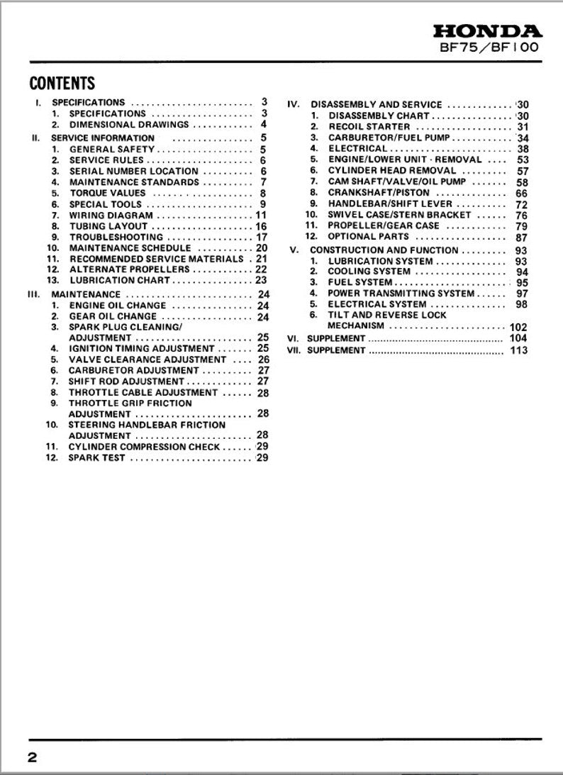 Honda BF8A Service Manual service manual preview page 3