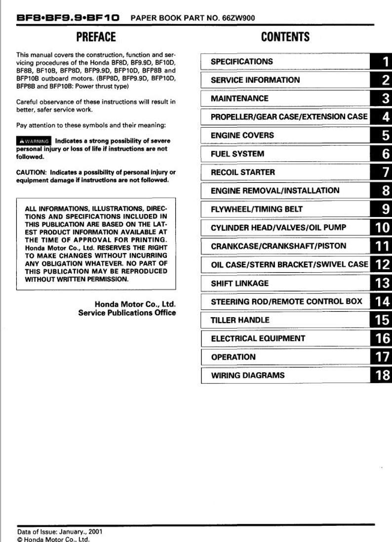 Honda BF8D BF9.9D BF10D Service Manual service manual preview page 2