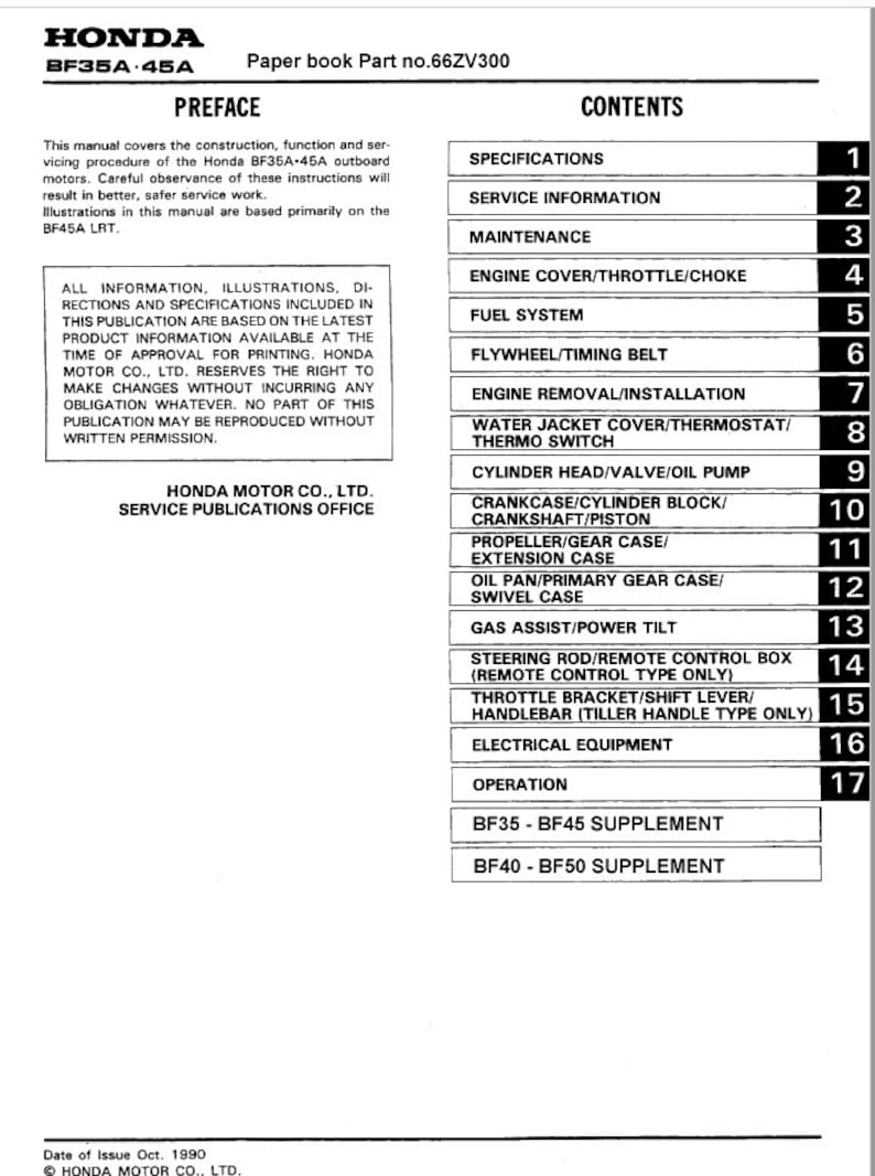Honda BF40A BF50A Service Manual service manual preview page 3