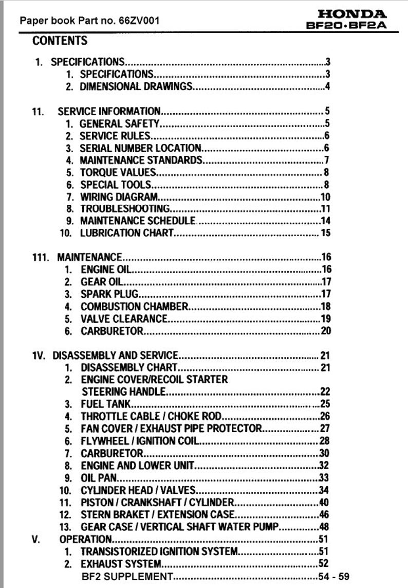 Honda BF2A Service Manual service manual preview page 2