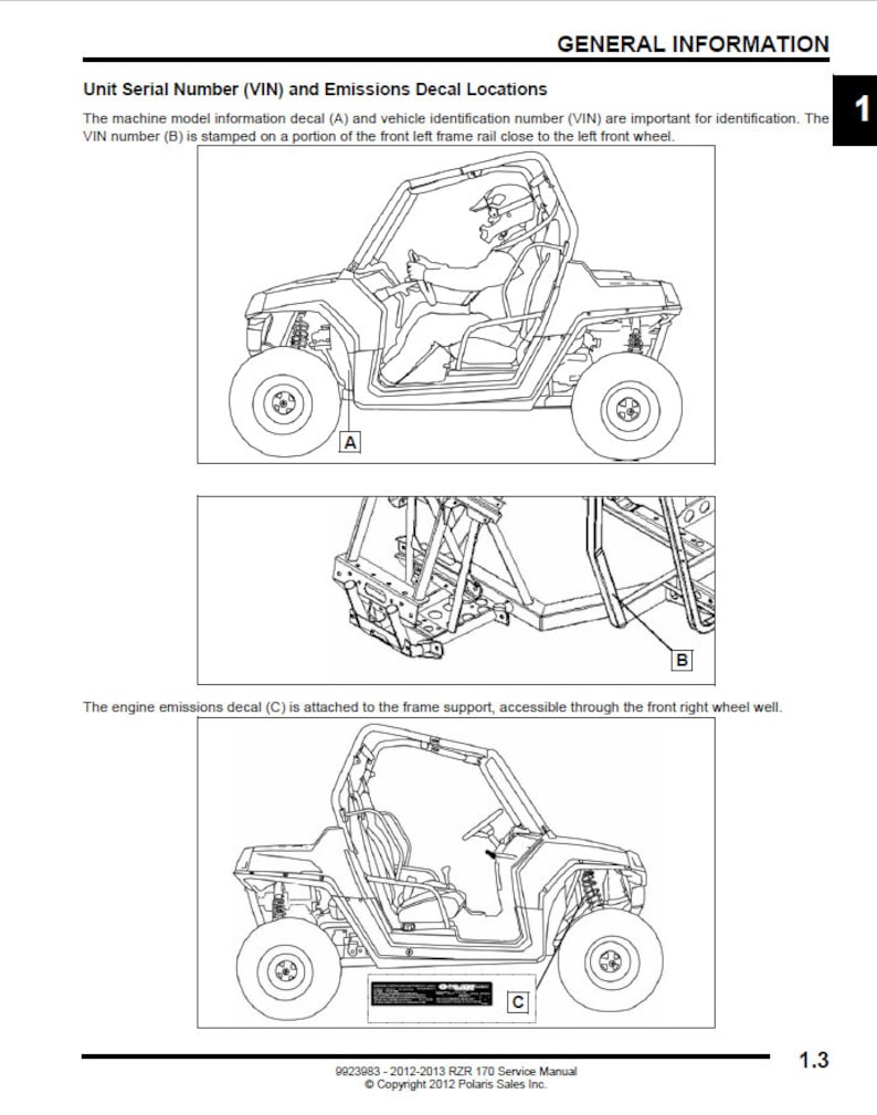 Polaris RZR 170 Service Manual service manual preview page 4
