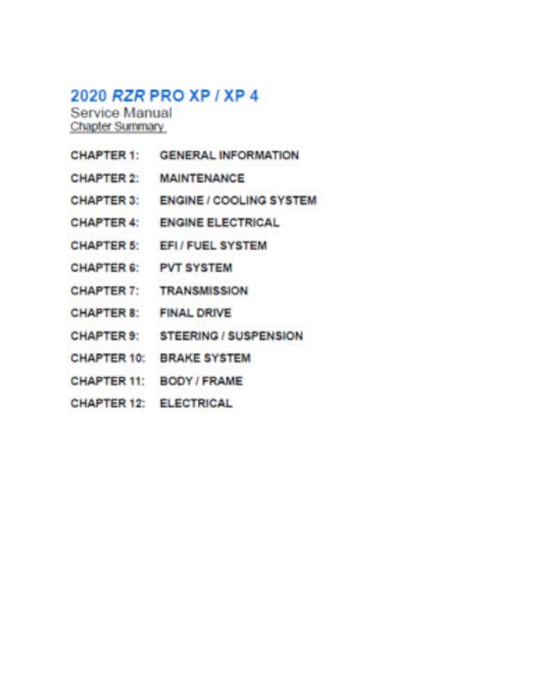 Polaris RZR Pro XP Service Manual service manual preview page 3