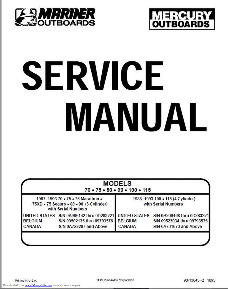 Mercury 70 75 80 90 100 115 Outboard Service Manual service manual preview page 2