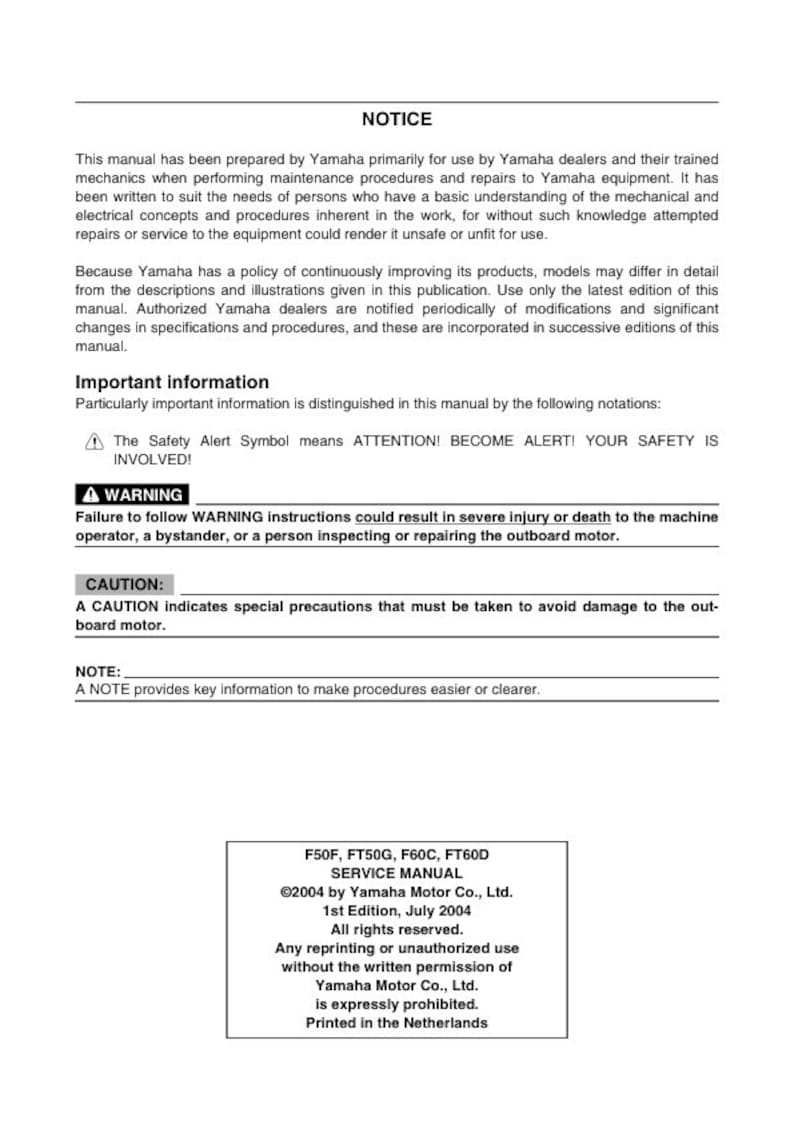 Yamaha F50F FT50G F60C FT60D Outboard Service Repair Manual service manual preview page 3