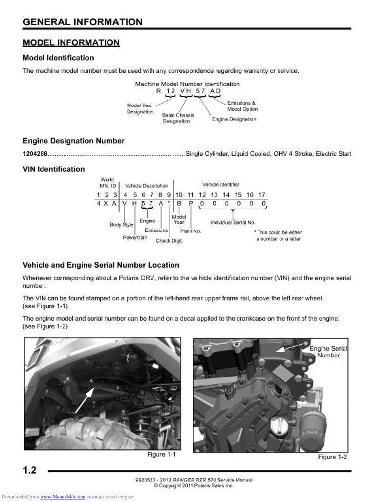 Polaris RZR 170 Service Manual service manual preview page 6