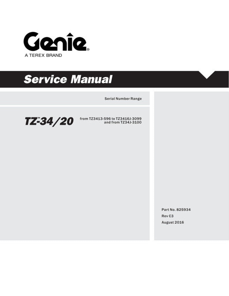 Genie TZ 34 20 Boom Lift Service Manual service manual preview page 2