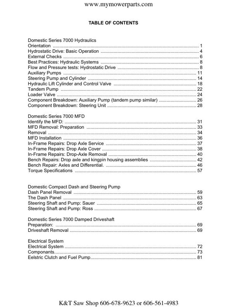 Cub Cadet Domestic 7000 Tractor Service Manual service manual preview page 3