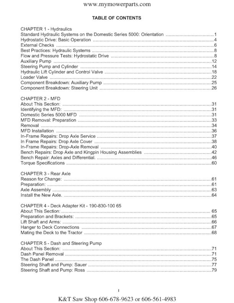 Cub Cadet Domestic 5000 Tractor Service Manual service manual preview page 3