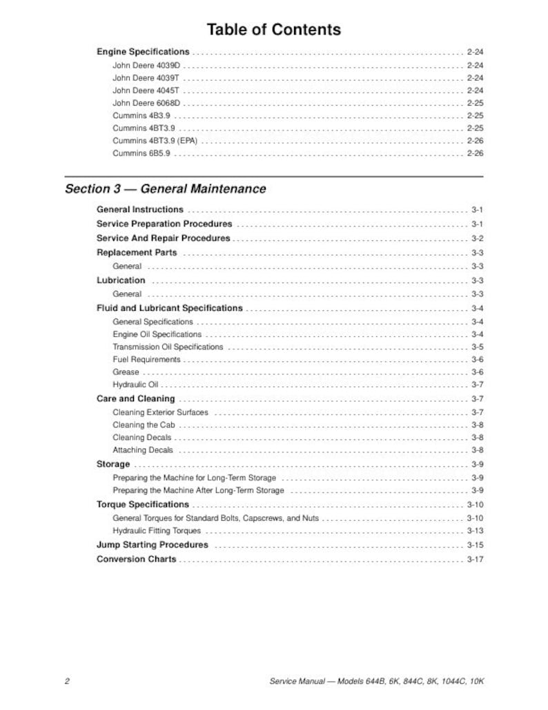 JLG Lull 644B 844C 1044C Telehandler Service Manual service manual preview page 8