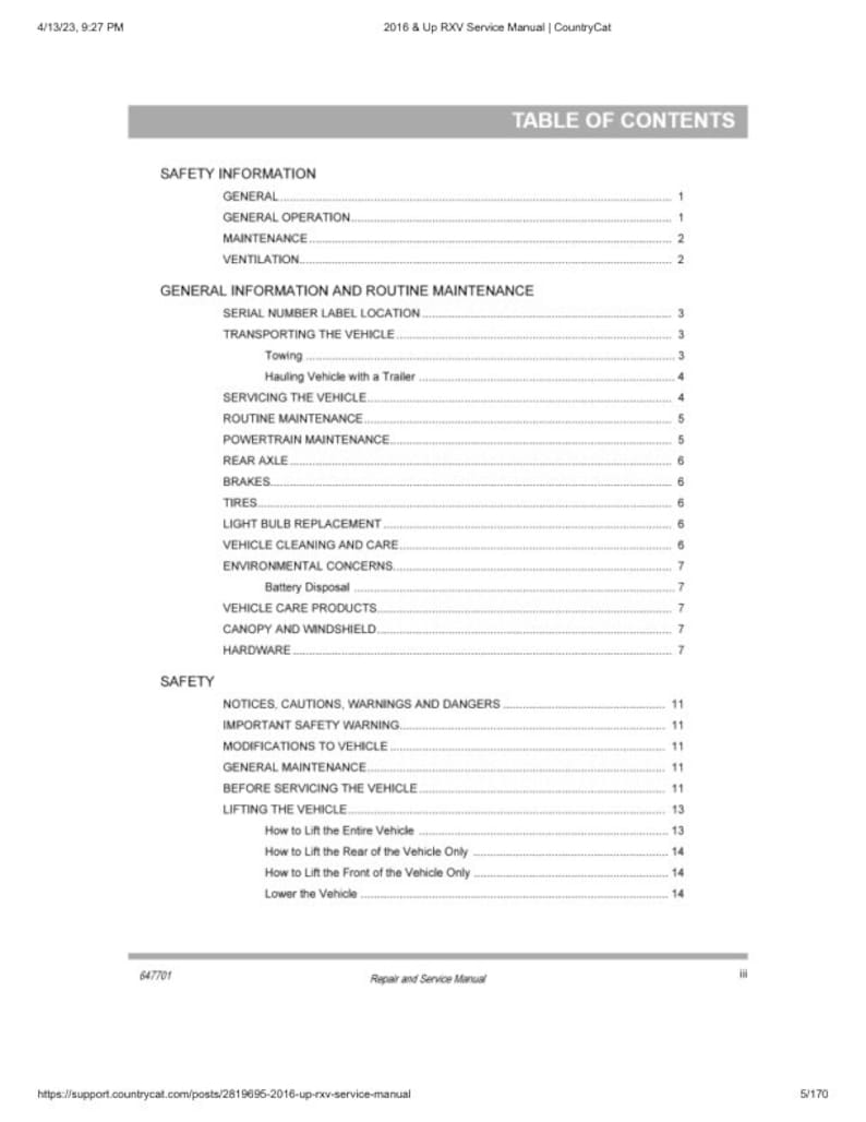 EZGO RXV Electric Service Manual service manual preview page 5