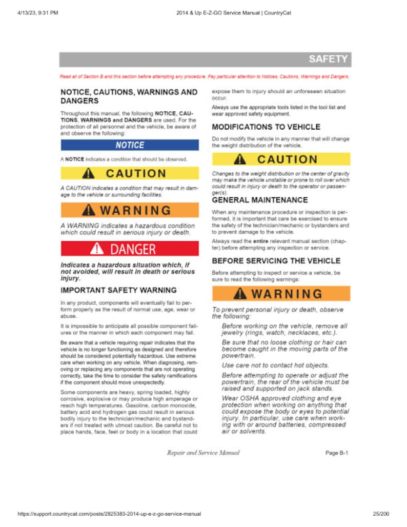 EZGO Fleet Freedom Shuttle TXT Gas Service Manual service manual preview page 7