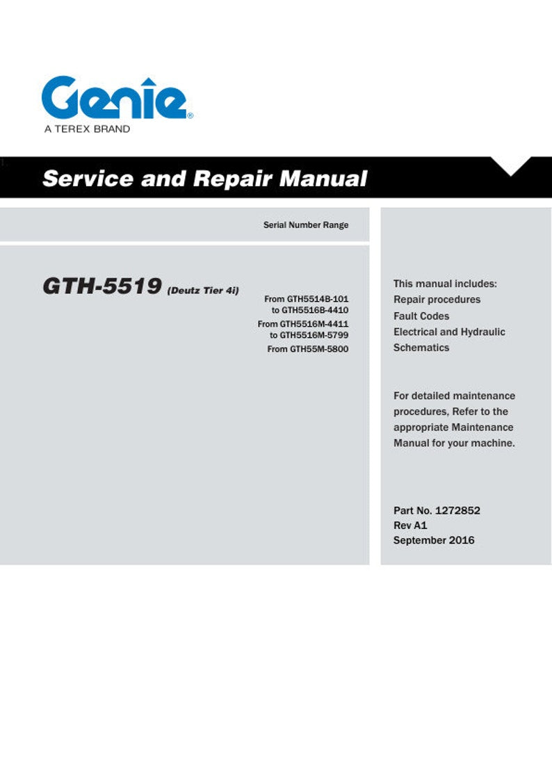 Genie GTH5519 Telehandler Service Manual service manual preview page 4