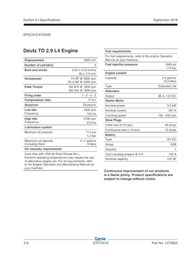 Genie GTH5519 Telehandler Service Manual service manual preview page 5