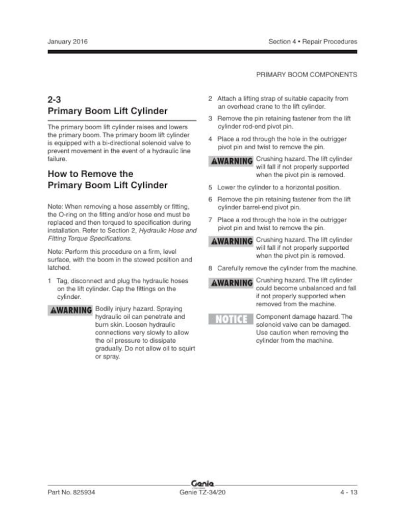 Genie TZ 34 20 Boom Lift Service Manual service manual preview page 5