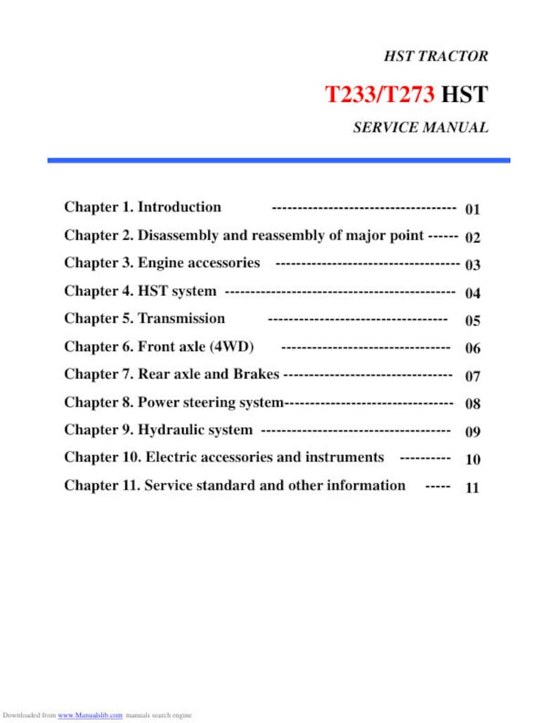 TYM T 233 273 Tractor Service Repair Manual service manual preview page 7