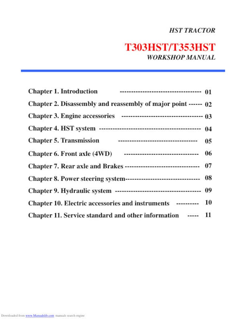 TYM T303 T353 HST Compact Tractor Service Manual service manual preview page 4