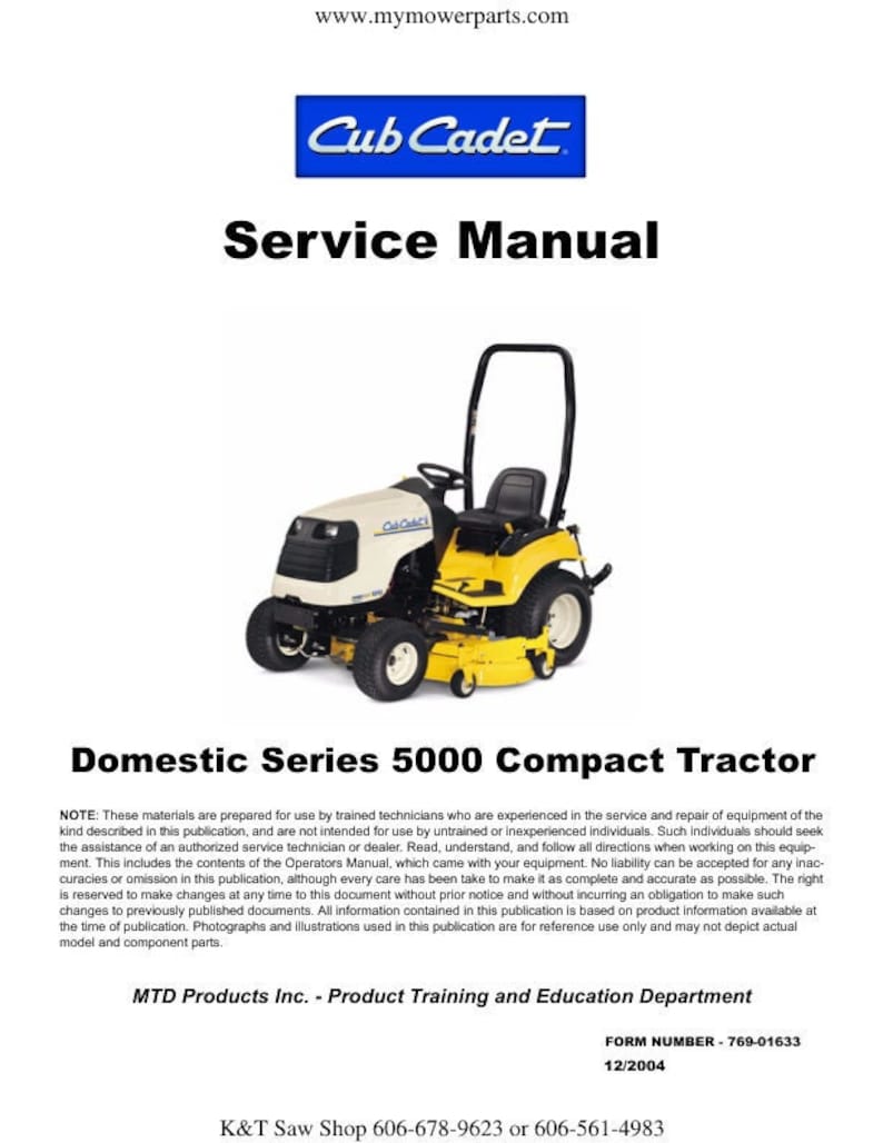 Cub Cadet Domestic 5000 Tractor Service Manual service manual preview page 2