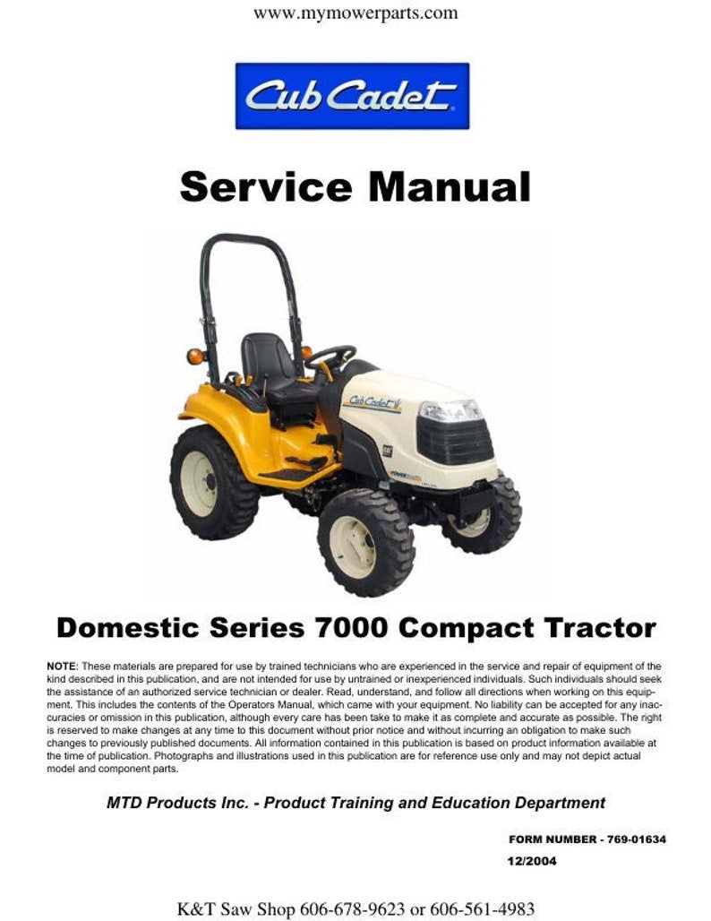 Cub Cadet Domestic 7000 Tractor Service Manual service manual preview page 2