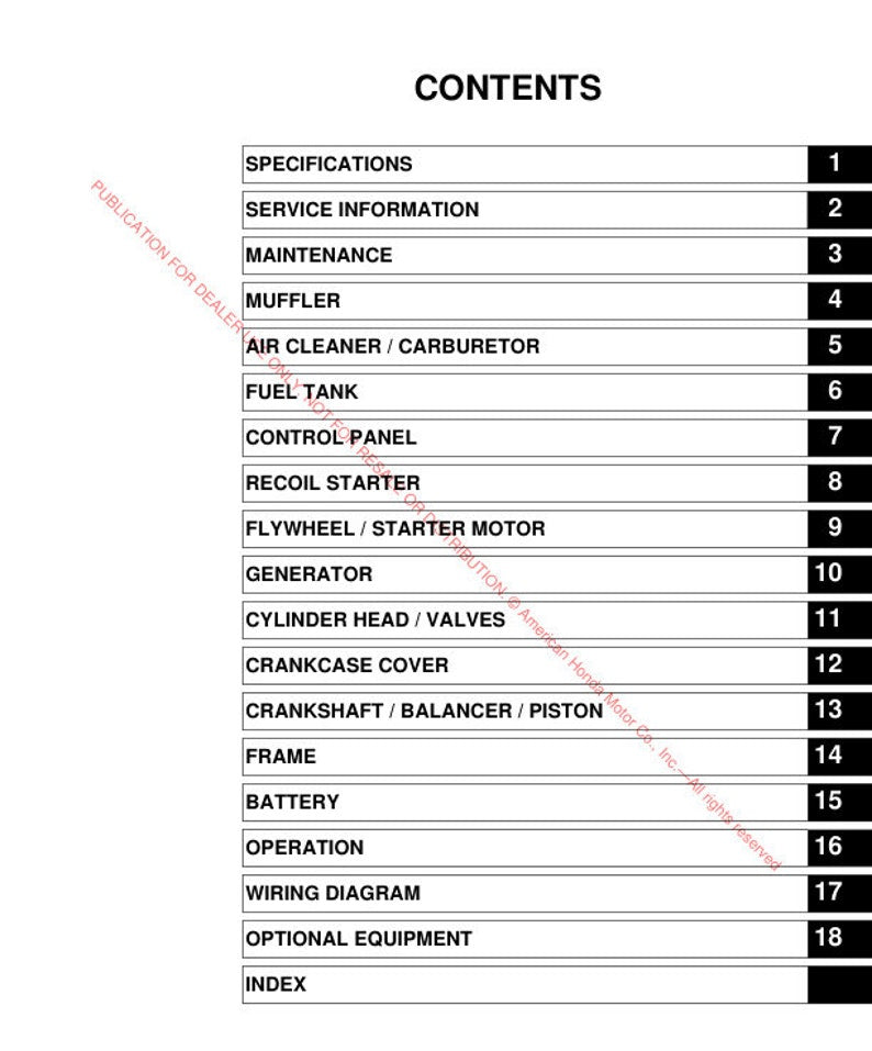 Honda EM4000 EM5000 EM6500 Service Manual service manual preview page 2
