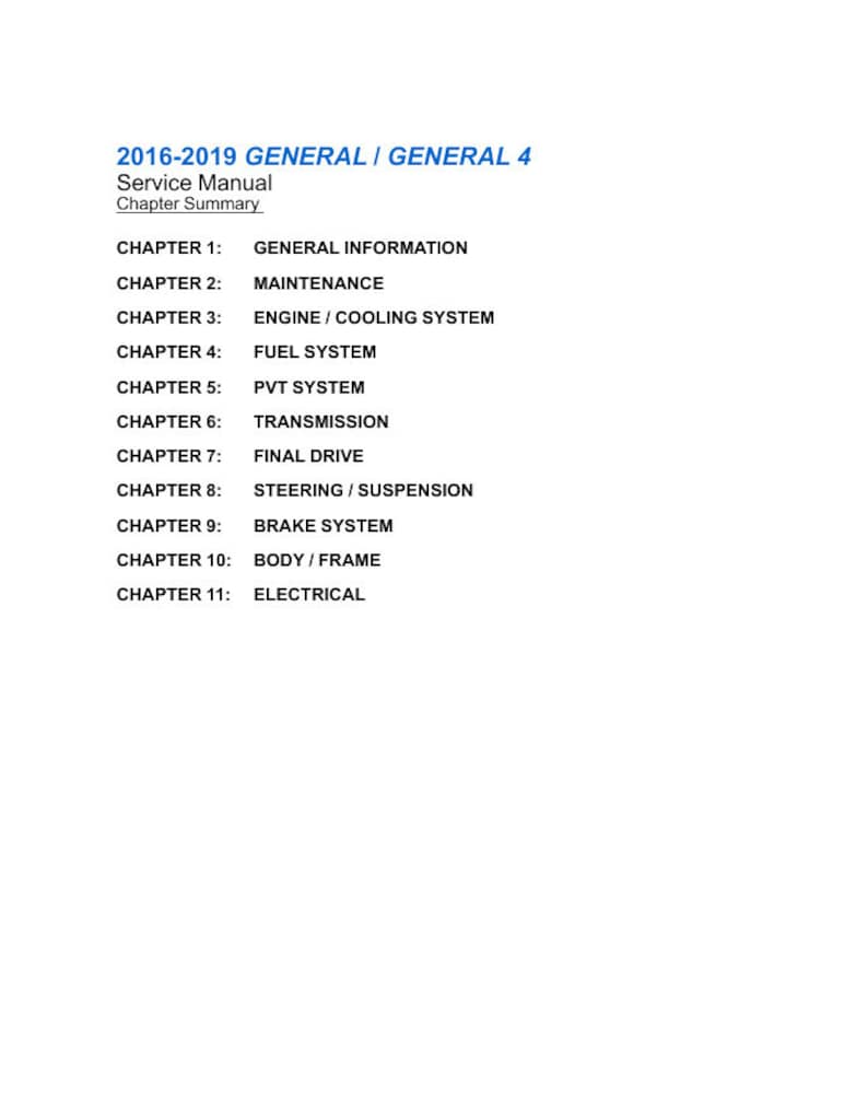 Polaris General 1000 Service Manual service manual preview page 2