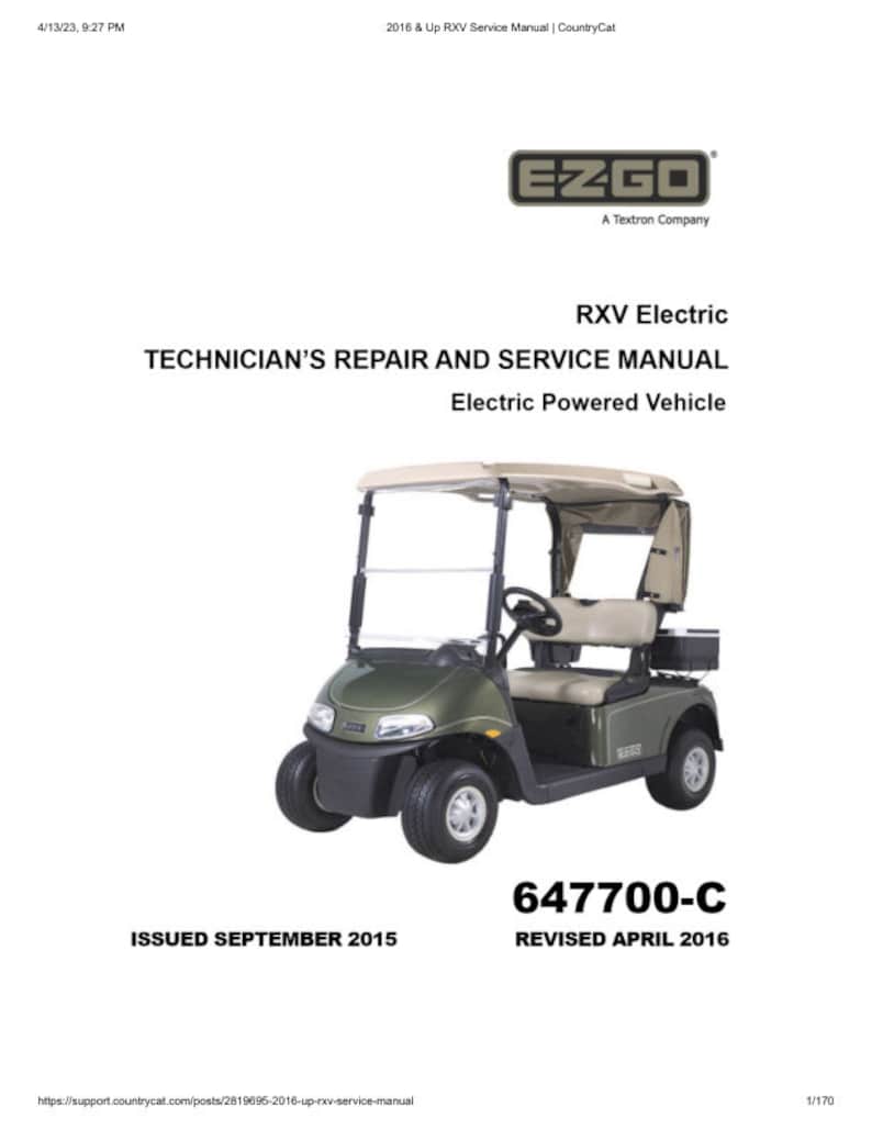 EZGO RXV Electric Service Manual service manual preview page 2