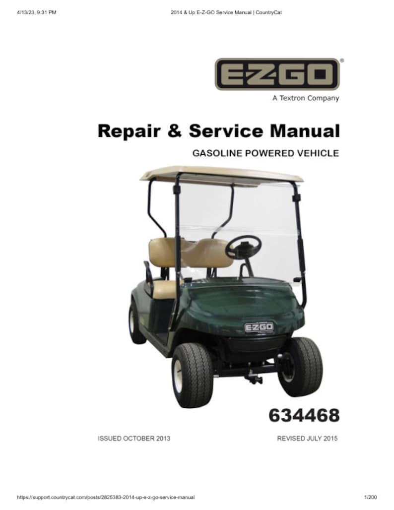 EZGO Fleet Freedom Shuttle TXT Gas Service Manual service manual preview page 2
