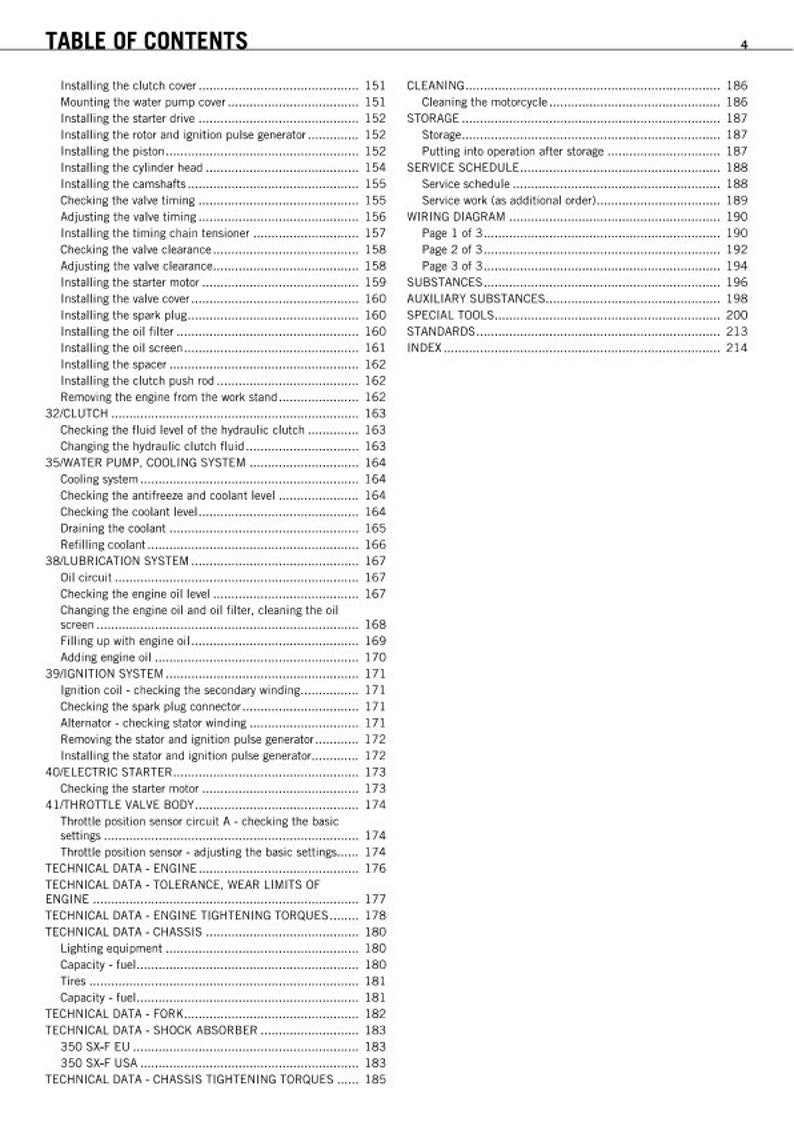 KTM SXF 350 Service Manual service manual preview page 5