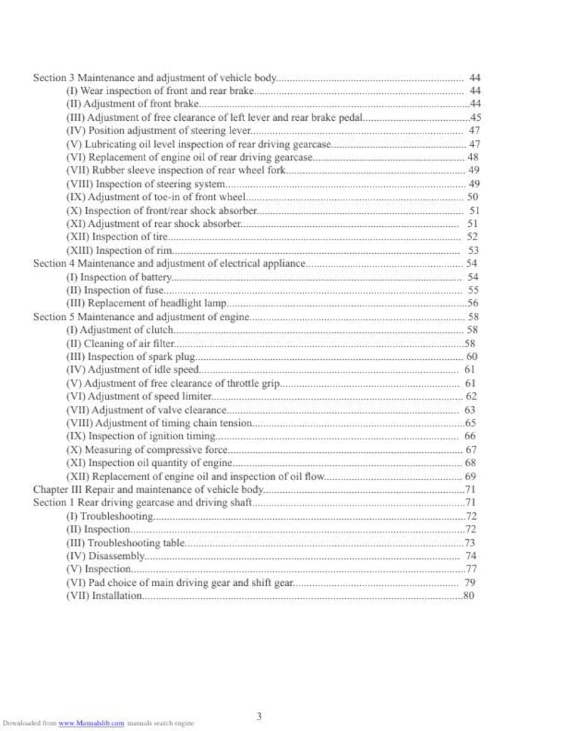 Baja 250 Service Manual service manual preview page 9