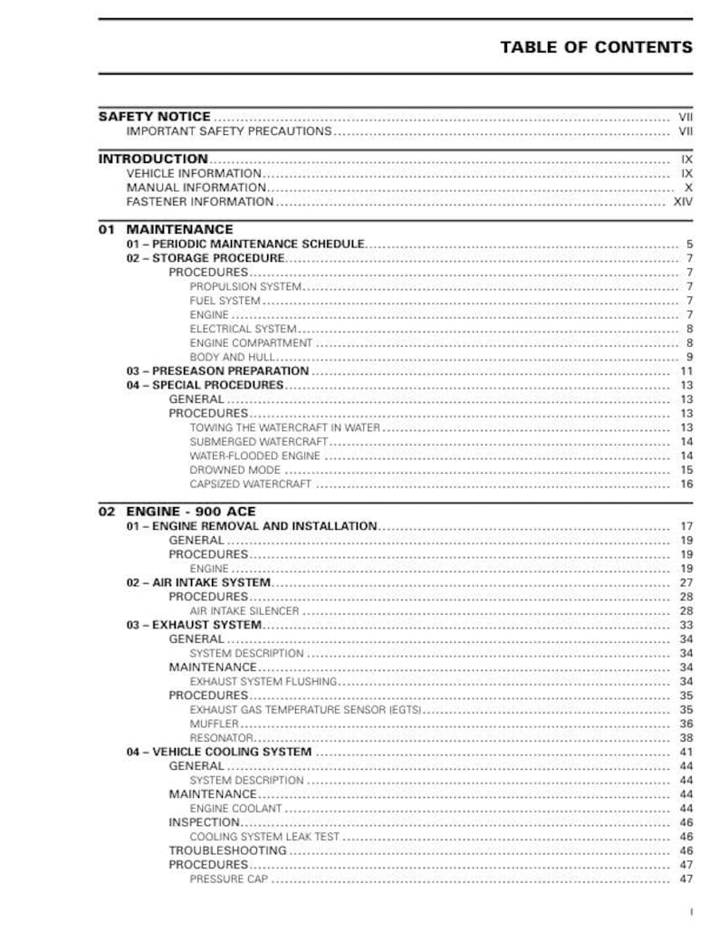 Seadoo GTI GTR Service Manual service manual preview page 3