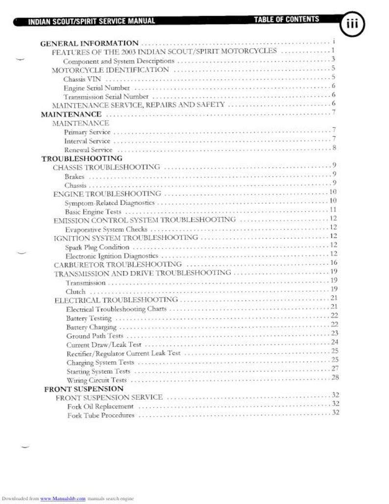 Indian Scout Centennial Springfield Deluxe Service Manual service manual preview page 3