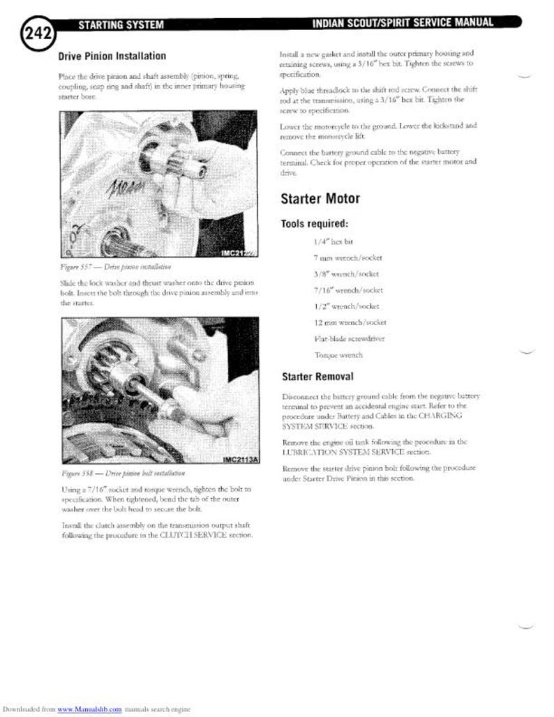 Indian Scout Centennial Springfield Deluxe Service Manual service manual preview page 10