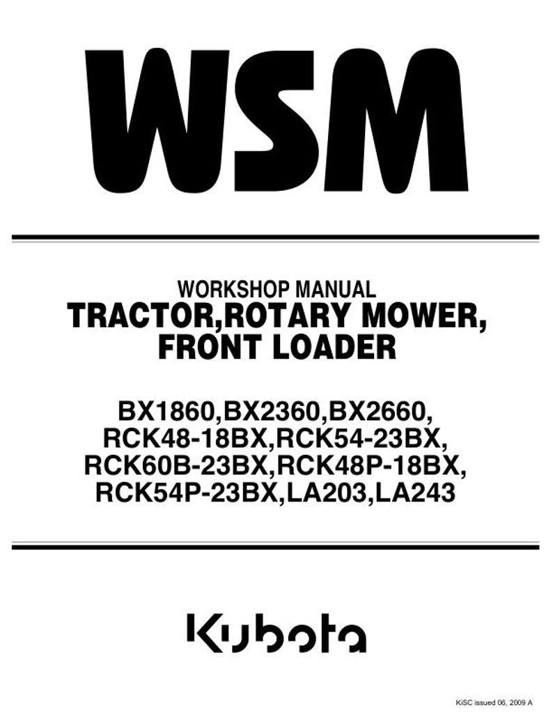 Kubota BX1860 BX2360 BX2660 Tractor Service Manual service manual preview page 2