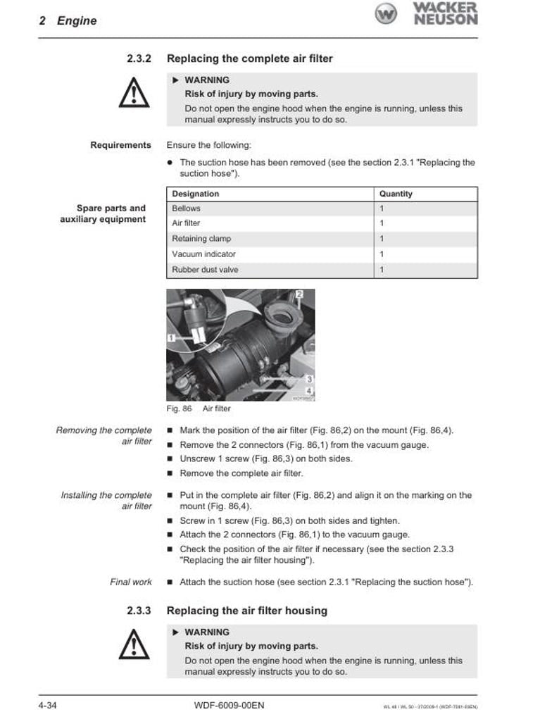 Wacker Neuson WL 48 50 Wheel Loader Service Manual service manual preview page 5