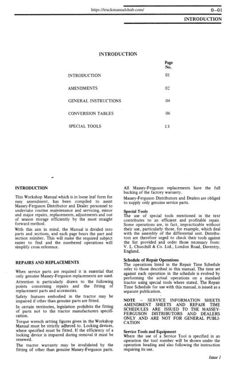 Massey Ferguson 148 Tractor Service Manual service manual preview page 4