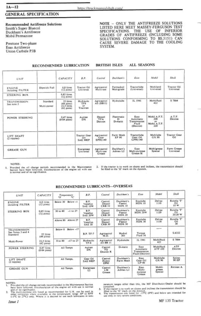 Massey Ferguson 148 Tractor Service Manual service manual preview page 7