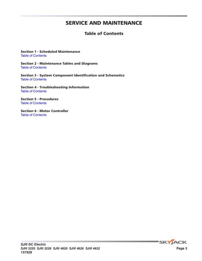 Skyjack 3220 3226 4620 4626 4632 SJIII DC Electric Scissors Service Manual service manual preview page 3
