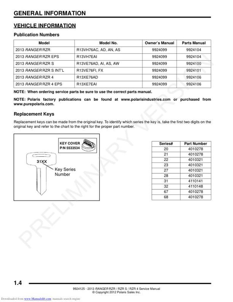 Polaris RZR 800 Service Manual service manual preview page 4