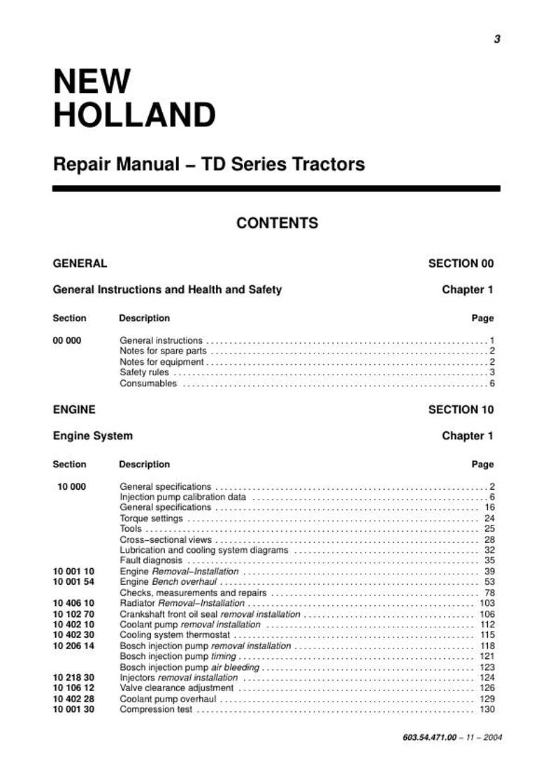 New Holland TD 60 70 80 90 95 Tractor Service Manual service manual preview page 3