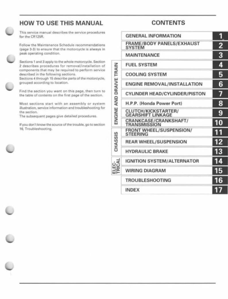 Honda CR125R Service Manual service manual preview page 3