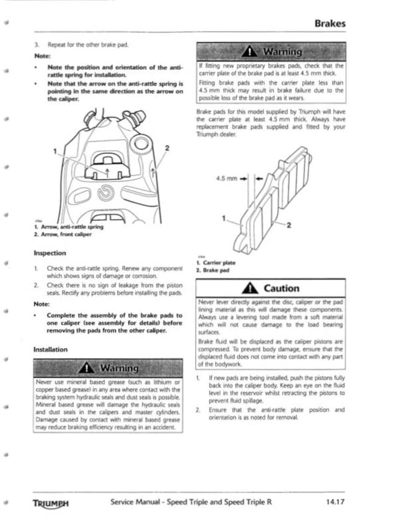 2011-2016 Triumph Speed Triple Service Manual service manual preview page 10