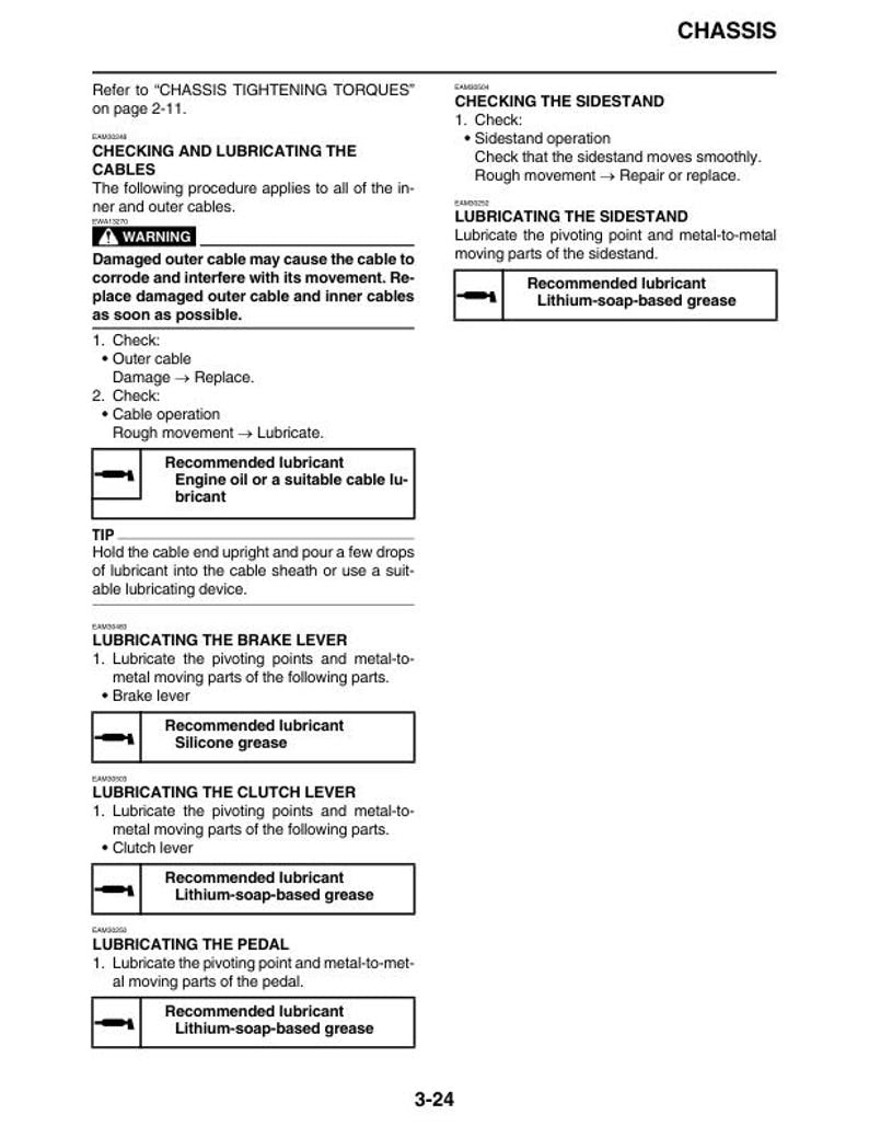 Yamaha YZ 125 Service Manual service manual preview page 4