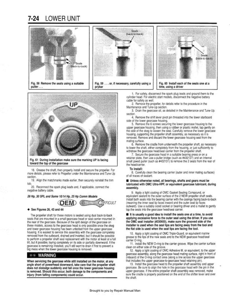 Johnson Evinrude 1.25 - 70 HP Service Manual service manual preview page 9