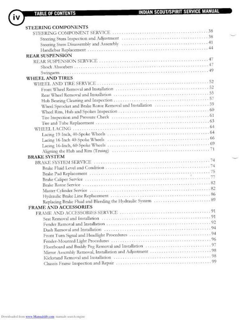 Indian Scout Centennial Springfield Deluxe Service Manual service manual preview page 4