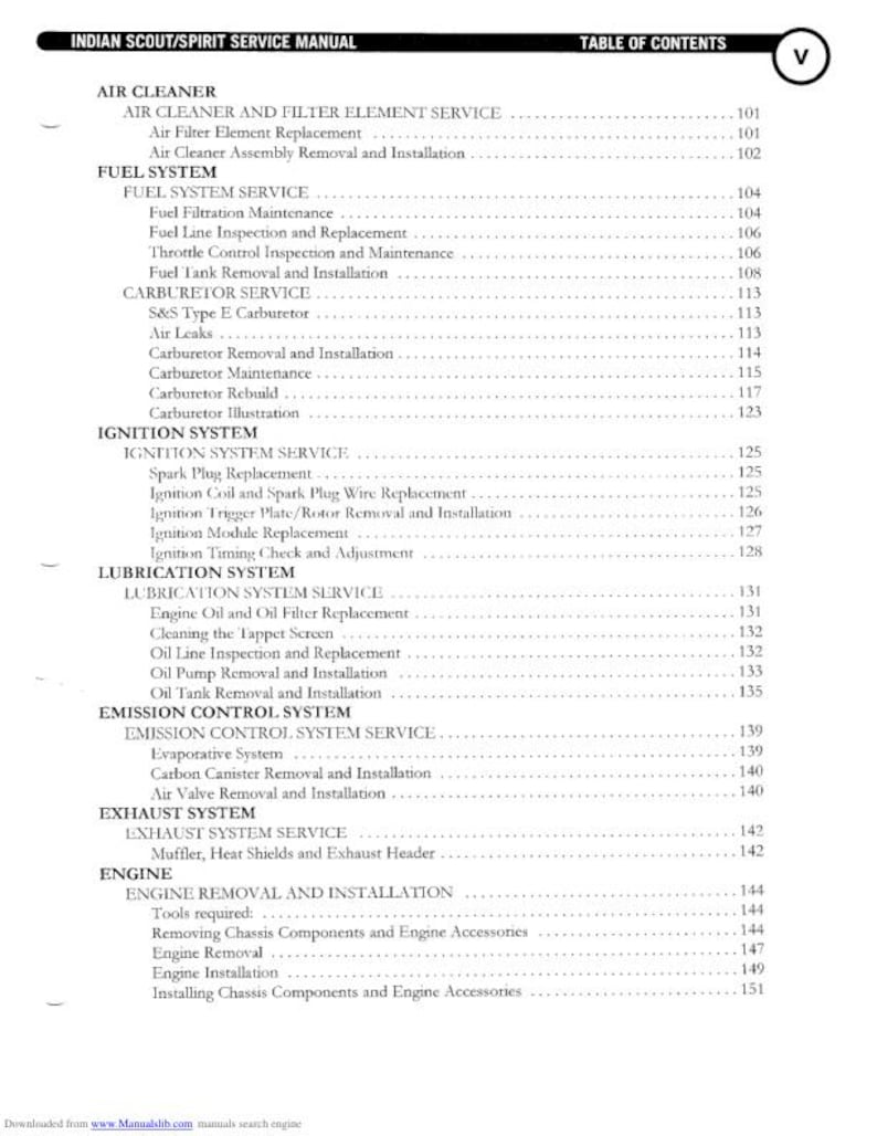 Indian Scout Centennial Springfield Deluxe Service Manual service manual preview page 5