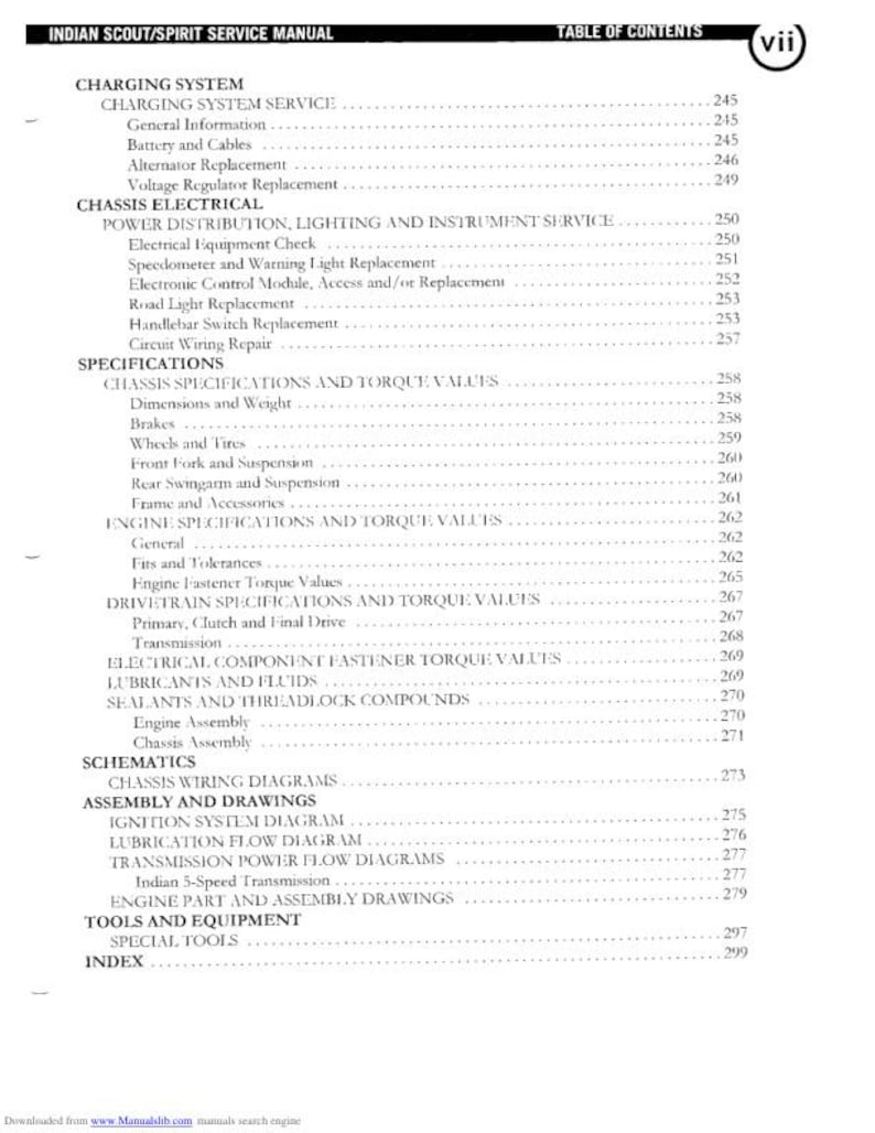 Indian Scout Centennial Springfield Deluxe Service Manual service manual preview page 7