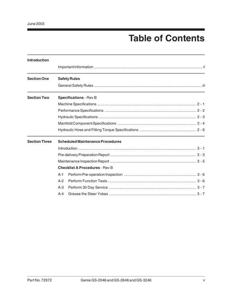 Genie GS 2046 2646 3246 Scissor Lift Service Manual service manual preview page 3