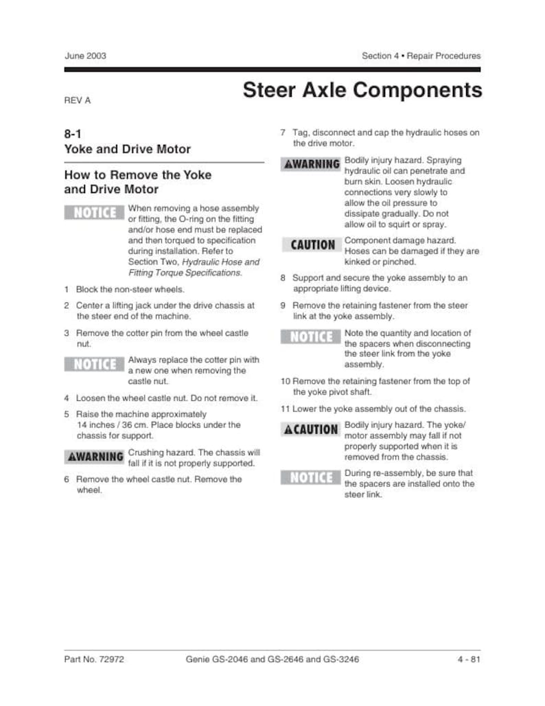 Genie GS 2046 2646 3246 Scissor Lift Service Manual service manual preview page 7