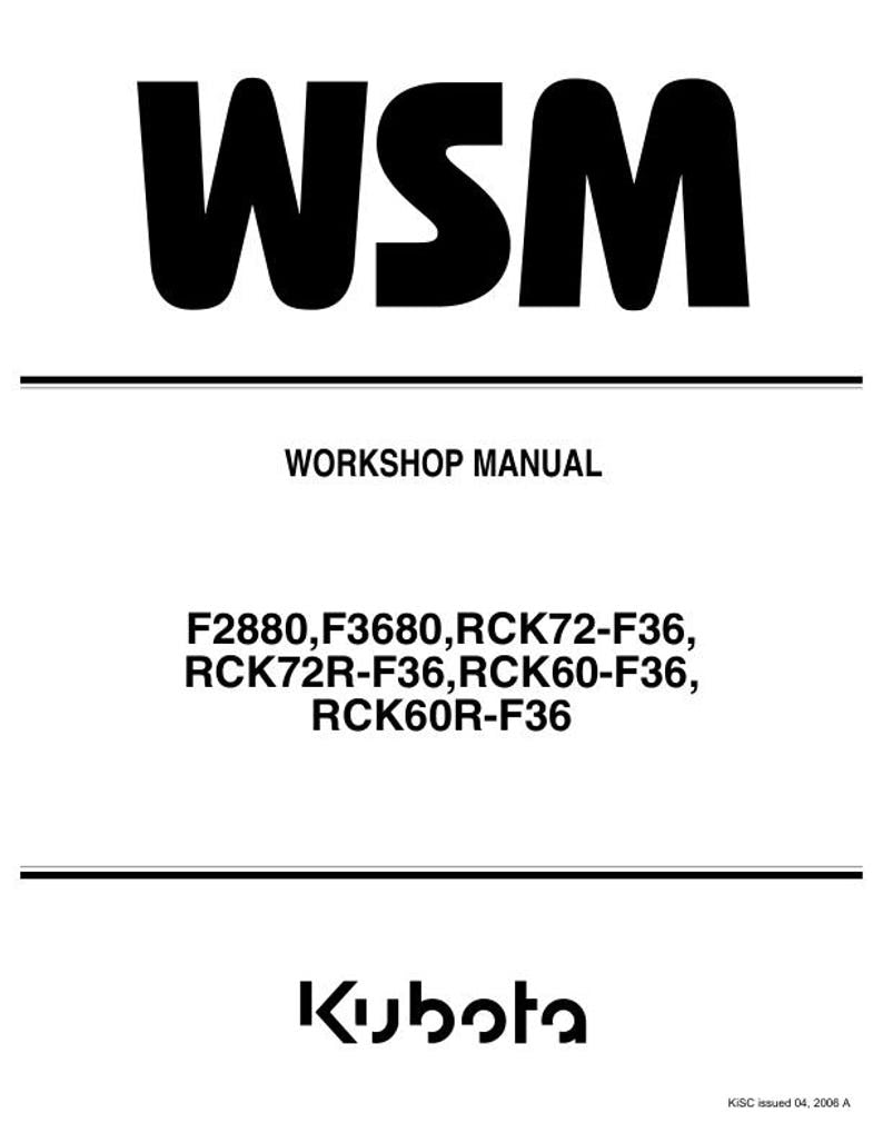 Kubota F 2880 3680 60 72 Mower Service Manual service manual preview page 2