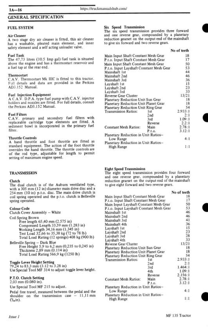 Massey Ferguson 148 Tractor Service Manual service manual preview page 8
